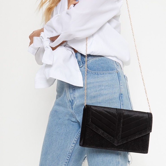 PrettyLittleThing Handbags - NWT PrettyLittleThing Quilted Velvet CrossBody Bag